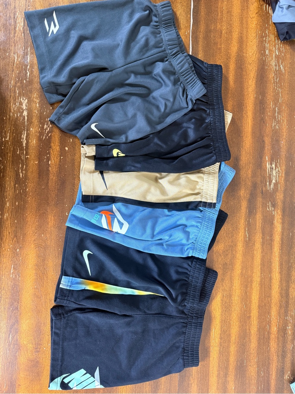 Nike Kids Athletic Shorts Bundle - Black, Blue, Tan
